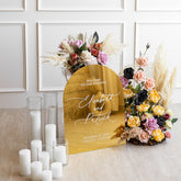 Arched Gold Mirror Acrylic Welcome Sign